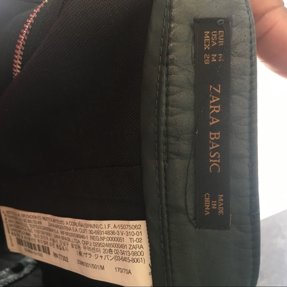 Zara basic size medium army green leather skirt. - Picture 9 of 9